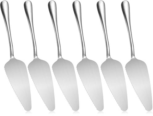 YQBFTC 6 Stück Tortenheber Edelstahl Set,Edelstahl Kuchenschaufel,Kuchenheber mit Gezackten Kanten,Tortenschaufel,Poliert Tortenheber,Pizza-Server,für Restaurants,Küche,Partys und Hochzeiten（Silber）
