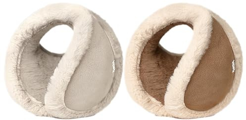 Valicaer Orejeras de invierno, calentadores de orejas plegables de forro polar para hombres y mujeres, orejeras cálidas de invierno, esponjosas, suaves, resistentes al viento, detrás de la cabeza,