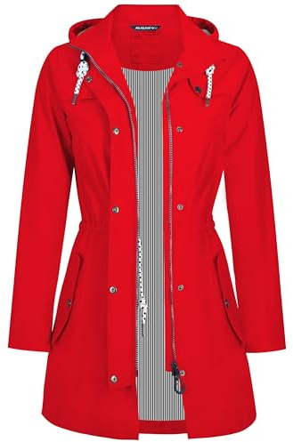 EnduaReve Veste de pluie pour femme longue imperméable respirante manteau de pluie veste de transition à capuche veste d'extérieur, rouge, M
