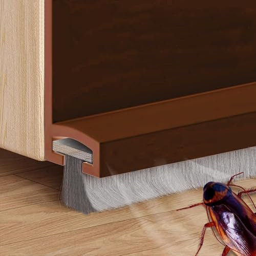Vingspina 100cm Marrón Junta de Cepillo para Puerta, Burlete Silicona Puerta Autoadhesivo para Burlete de Puerta, Burlete Bajo Puerta, Ajustable Tira de Sellado para Antipolvo, (Brown)