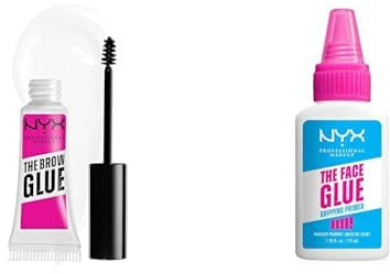 Duo Make- Up Indécollolable – NYX Professional Makeup – Primer Fixant The Face Glue + Gel Sourcils Fixateur The Brow Glue Transparent - Tenue Extrême