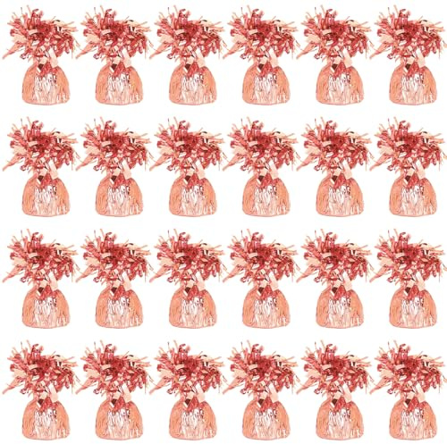 PARTYRAMA.CO.UK Rose Gold Foil Helium Balloon Weights 175gr - Pack of 24 - Durable & Colourful Weights for Birthdays Parties, Events & Celebrations - Perfect Balloon Weight Holders