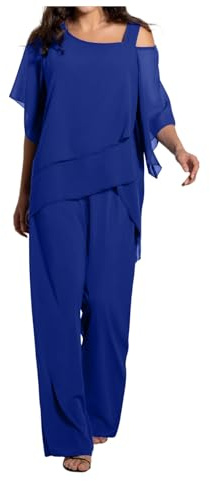 2025 Mujer Casual Hombro Irregular Fiesta Elegante Conjunto De Dos Piezas Traje, BU1, XL
