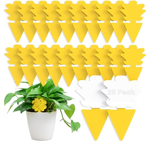 Trauermücken Bekämpfen, Gelbsticker Trauermücken, Klebriger Fänger zur Schädlingsbekämpfung in Zimmerpflanzen, 26 Stück Gelbtafeln GegenTrauermücken, Ungiftig und Umweltfreundlich