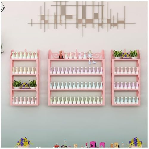 ZBJDX Juego De 3 Estantes para Esmaltes De UñAs, Vitrina De CosméTicos De Varios Niveles, Estante De Pared para Perfumes Y Aceites Esenciales, Organizador para SalóN De UñAs En Casa,Rosado