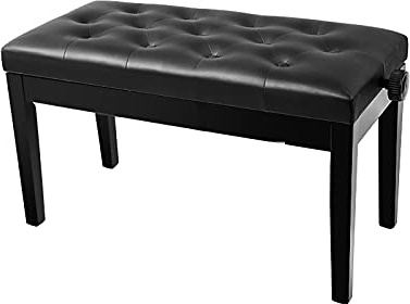 Pianopall Justerbar svart pianopall med vattentät tjock kudde Kraftig pianobänk, Belastning upp till 180 kg, Höjd: 48~58 cm,