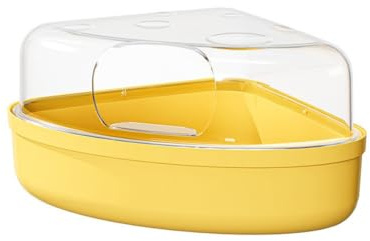 Clear Hamster Sand Bath Box Pet Bath Container, Detachable Bath House Cage, for Squirrels Gerbil Hedgehog Ferret(Yellow)