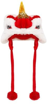 New Year's Lion Hat Ji Zai Baby Pet Articles Little Lion Clothes Traditional Year Chinese Style Yuanxiao (Filled Round Balls Made of Glutinous Rice-Flour for Lantern Festival) Festival Lion Dance Hat