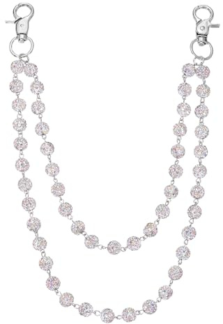 QUARKZMAN Collar De Cadera De Cuentas De Cerámica, Llavero De Billetera Con Piedras Brillantes Para Mujeres, Cadenas Para Bolsillos De Jeans En Capas Para Hombres Y Mujeres, Accesorios