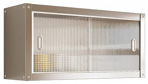 YSPZDQ Meuble Haut de Cuisine, Armoire Murale Suspendue avec Portes Coulissantes, en Acier Inoxydable, Fixation Murale, Charge 25kg, Rangement Cuisine, Salon & Salle de Bain(50 x 30 x 40cm)