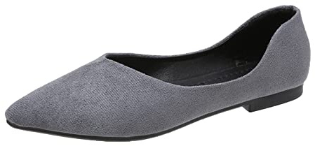 Mary Jane Shoes Women's Comfortable Ballet Flats Women's Elegant Slip On Pumps Classic Traditional Shoes Non-Slip Walking Shoes Flat Sole Casual Shoes Leisure Women's Shoes, gray, 5 UK