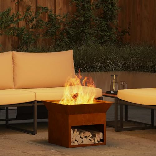 sephironlbb Chimenea de acero resistente a la intemperie, 50 x 50 x 40 cm, con sistema de ventilación para jardín, terraza, calefacción y calor en caso de fuego, llama, uso de leña