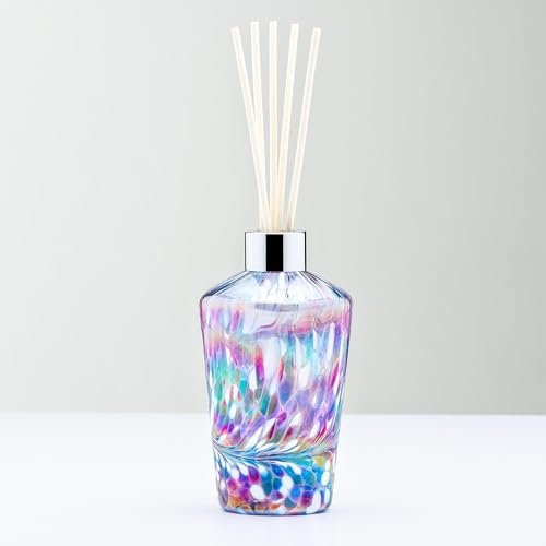 Handmade Glass Reed Diffuser – Flute Design in Blue & Pink – Decorative Scent Bottle for Home Décor – No Fragrance, Unique Gift Idea