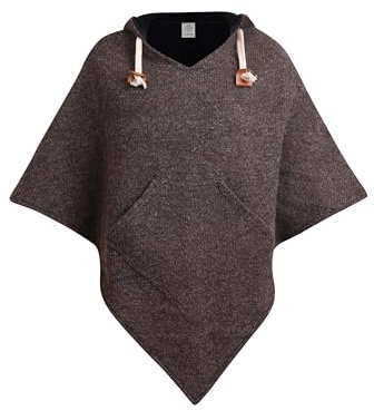 virblatt - Poncho Män & Kvinnor | Ull & Fleece | Unisex Hooded Vinter Ullponcho Män Varm S - XXL, Brun, XXL