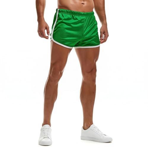 AIMPACT Short de Course pour Homme de 3 Pouces Short Sport Homme Respirant de Rugby Jogging Fitness Training Tennis(Vert-XL)