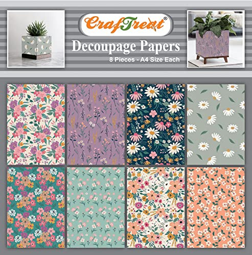 CrafTreat Decoupage papper – färska blommor1 (8 st)