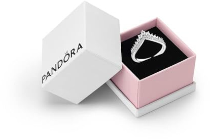 PANDORA Timeless Princess Wishbone Ring | Sterling Silver Wishbone Ring, Cubic Zirconia Tiara Chevron Design, Hand-Finished 925 Silver Stackable Gift