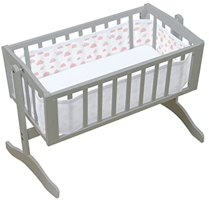 BreathableBaby, Klassisches 3 mm atmungsaktives Netzfutter für Kinderbetten und Wiegen, rosa Wolken, deckt 4 Seiten ab, nicht gepolsterte einlagige Nestchen-Alternative, sicherheitsgeprüft