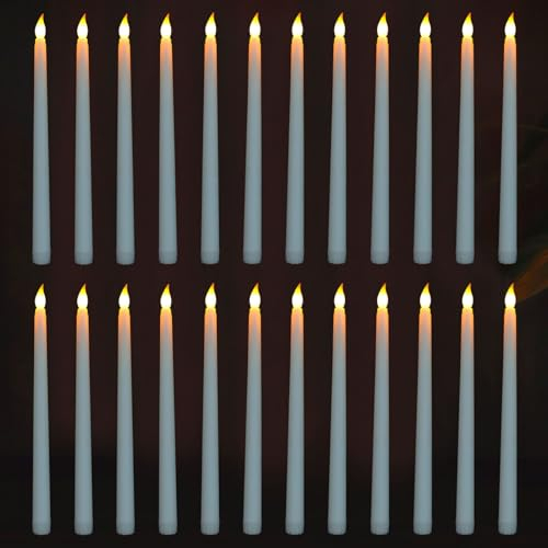 FAEFTY 24 VELAS LED DE VARILLA, SIN LLAMA, PARA NAVIDAD, BODAS, CENAS A LA LUZ DE LAS VELAS, DÍA DE ACCIÓN DE GRACIAS (BLANCO)