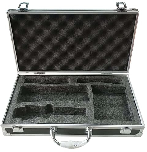 Generic Tragbarer Aluminium-Mikrofonkoffer, Mikrofonausrüstung, Aufbewahrungsbox, Mikrofontasche, EVA-Innenraum, Hartschale, Schwarz