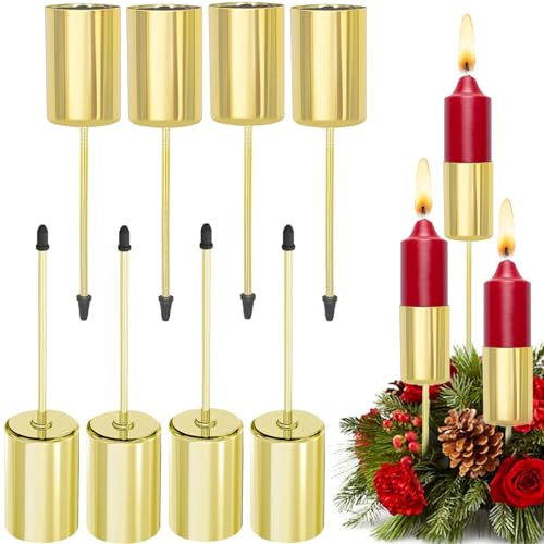 BDSHUNBF 8 Pezzi Porta Candele da Tavolo, Portacandele Oro, Candelabro Moderno, Portacandele per Matrimoni, Compleanni, Natale