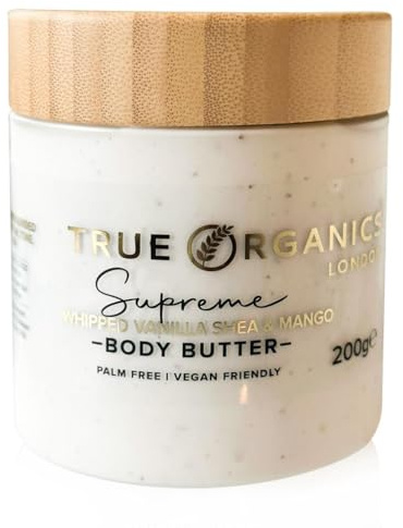 Supreme Whipped Vanilla Shea and Mango Body Butter - 100% Organic, Vegan, Cruelty-Free Body Butter for Men & Women - Deeply Moisturising, Nourishing, and Softening - 200g