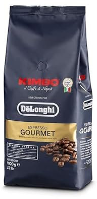 DeLonghi Kimbo Café en Grano Natural 1kg Espresso Gourmet para Moler y para Cafetera Superautomática - Café de Tueste Ligero 80% Arábica y 20% Robusta - Intensidad 3/6, Aroma 2/6 y Sabor Dulce