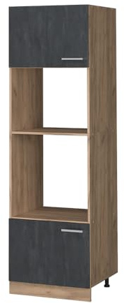 Vicco Armoire Micro-Ondes R-Line, Béton Noir, 60cm, pour Une Combinaison Libre au Sein de systèmes de Cuisine modulaires