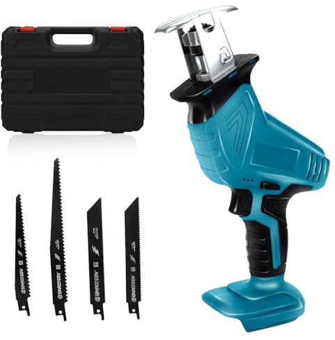 WingFly Scie Sabre Sans Fil pour Makita 18V Battery, Scie Egoîne Electrique Professionnelle avec 4 Lames de Scie, 2700 tr/min, Scie Récipro électrique avec Vitesse Variable