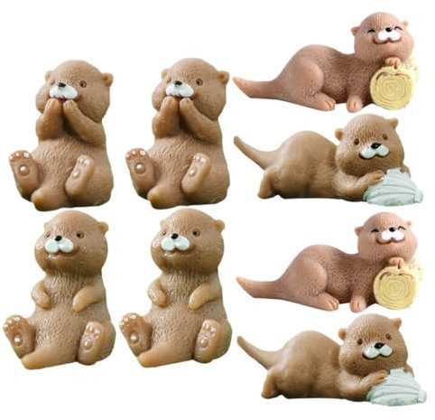 VICASKY 8 Stück Miniatur-Otter-Figur Winzige Tierfigur Miniaturfigur Gartendekoration Geburtstagstischdeko Kleine Tierfigur Otter-Dekoration Tierfigur Miniaturtiere