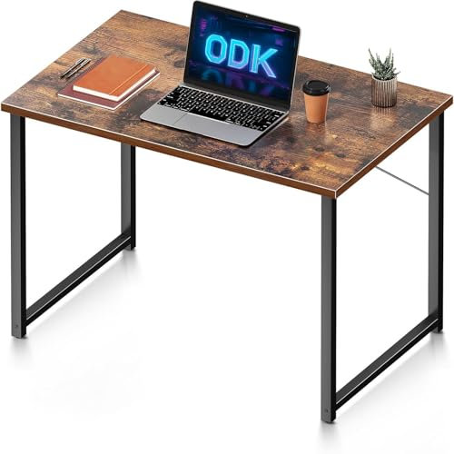 ODK Schreibtisch, Kleiner Schreibtische, Computertisch, Bürotisch, Moderner Einfacher Schreibtisch für das Home Office (Braun, 80x40cm)