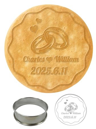 2024 Personalizzato Timbro per Biscotti a Tema Anniversario/Matrimonio con Testo, 3D Design Stampo da Forno Personalizzati, Regalo per Fornai/Appassionati di Pasticceria
