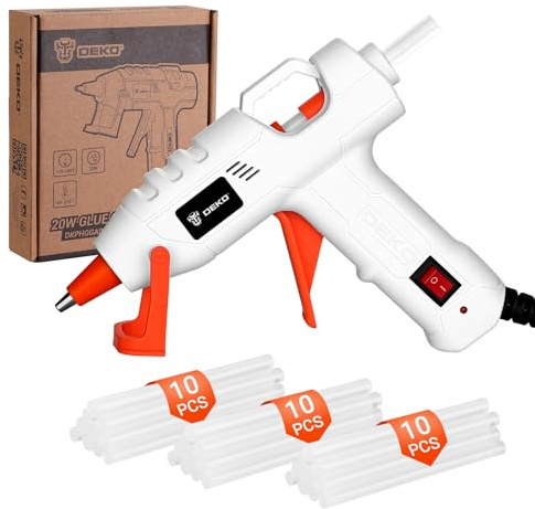 Mini Hot Glue Gun Kit: DEKOPRO 20W Hot Glue Gun with 30 x 7mm Glue Sticks for School Projects,Hobbies,Crafting,DIY,Arts & Home Repairs on Wood,Fabric,Plastic & More White-Orange