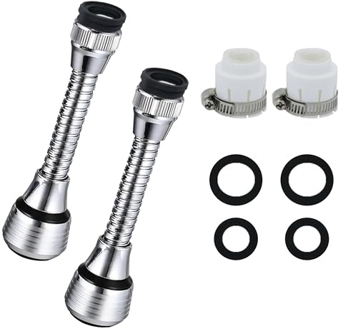 DmDoyy Douchette Robinet Cuisine 2 Pièces, Extension De Robinet, Robinet De Cuisine Flexible À 360 Degrés, Accessoire De Tuyau D'Évier Pour Robinet, Longueur De 14cm