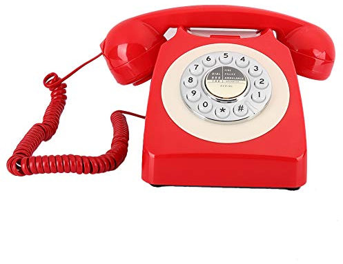 Telefono Vintage, Telefono Fisso Rosso Tradizionale, Telefono con Filo retrò, Telefono con Corda Vintage Senza Mano