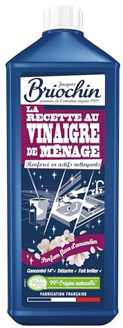 JACQUES BRIOCHIN - Vinaigre Parfumé 1L - Parfum Fleur d'Amandier - Nettoie, Détartre et Fait Briller - Formule Concentrée 14° - 99% Origine Naturelle - Fabrication Française