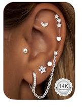 CASSIECA 7 par örhängen kvinnliga öronpiercingar kirurgiskt stål guld örhängen dam silver ring brosk örhängen hypoallergeniska piercing tragus helix flera piercingar för kvinnor män, 10 mm, Rostfritt