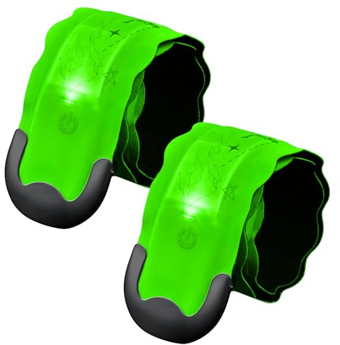 Fitense 2Pcs Reflective LED Armbands for Running - 5 Colors & 3 Modes Running Lights for Runners, USB Rechargeable LED Armbands, High Visibility Light Up Band for Runners Bikers Walkers Joggers Pets