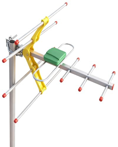 Antena de TV al aire libre para Freeview HD y 4K - Antena externa DVB-T2 direccional de largo alcance - Diseño Yagi resistente a la intemperie - Fácil instalación - Cable coaxial de 8 m