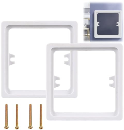 2PCS White Light Switch Spacer,Single Socket Spacer,10mm Spacers with 40mm Screws,86-Type Pattress Box Extenders,Double Socket Spacer,Light Switch Surround,Wall Plate Spacer for Light Switch Back Box