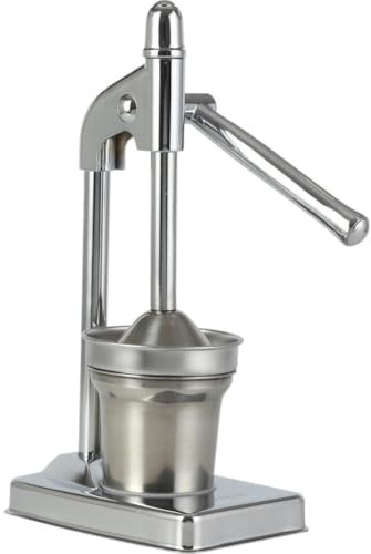 Cast Iron Juicer,Manual Citrus Juicer with Stainless Steel Filter, Heavy Duty Lemon Orange Squeezer for Fresh Juice, Easy to Clean Countertop Crusher for Home Kitchen (Silvery)