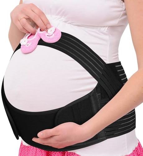 AUYAO Pregnancy Belly Band Maternity Belt Abdominal Binder Maternity Belt, Elastic Pregnancy Support Belt Adjustable Pregnancy Belly Band Pelvic Girdle Belt for Pregnancy Support(Black-XL)
