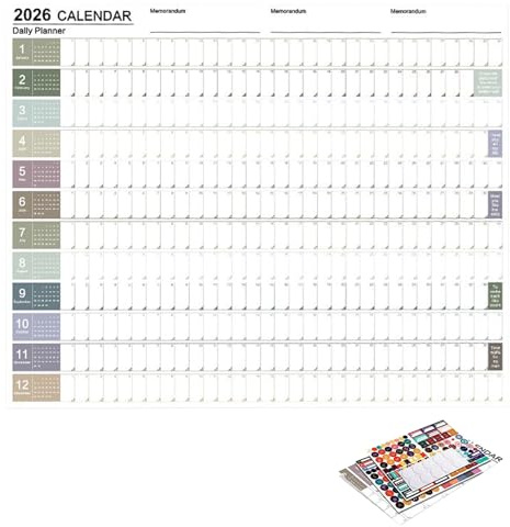2026 kalender | Brett format 74 x 51 cm med påminnelsetiketter | Väggorganisatör för kontor | Organisation för hem, sport, resor, fester och födelsedagar