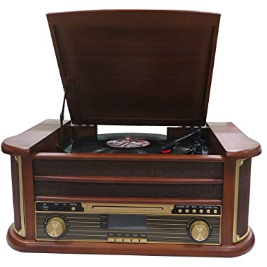 Denver MRD-51 FM/AM, DAB Radio mit Plattenspieler & CD Player, Braun - Kassettenrekorder mit USB, AUX & CD Support