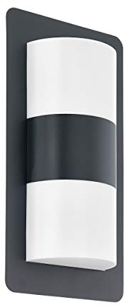 EGLO Außen-Wandlampe Cistierna, 2-flammige Außenleuchte, Wandleuchte aus Stahl und Kunststoff in Anthrazit, E27 Fassung, IP44