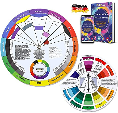 ONE+PLUS, 2 pezzi, colore Wheel, ruota di miscelazione dei colori, ruota dei colori, giradischi a cerchio di colore, per pittura, design e trucco (versione tedesca)