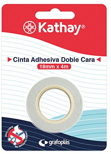 Kathay 86003600. Cinta Adhesiva de Doble Cara, 18mmx4m, Perfecta para Manualidades