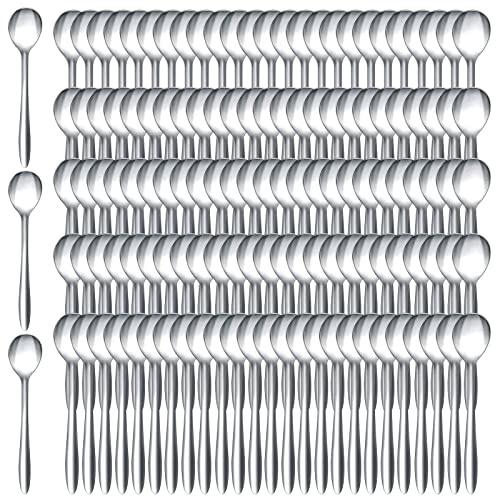 Gerrii 100 Pieces Demitasse Espresso Spoons 5.5 Inch Mini Stainless Steel Coffee Silver Serving Spoon for Appetizer Dessert Caviar Sugar Cream Tea for Home Casual Shop