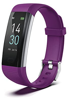 Yuxier Tracker d'activité, traqueur de fitness, montre intelligente, étanche, écran tactile (violet)