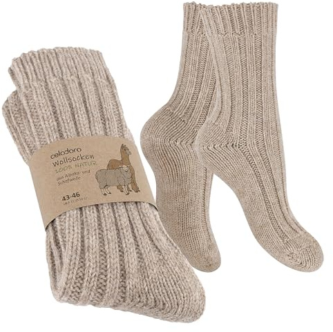 Celodoro Chaussettes d'hiver en laine naturelle pour homme et femme avec chaussettes d'hiver en alpaga
